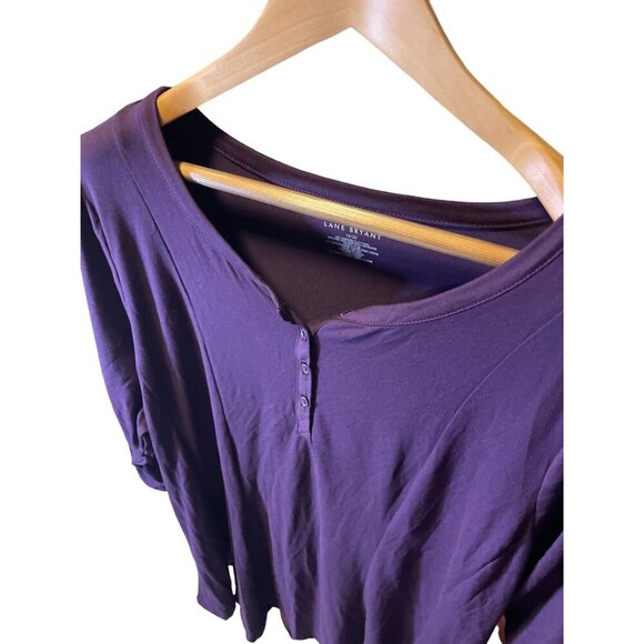 Lane Bryant NWT Dark Purple Henley 3/4 Sleeve Pullover Top Sz 22 - Picture 4 of 7